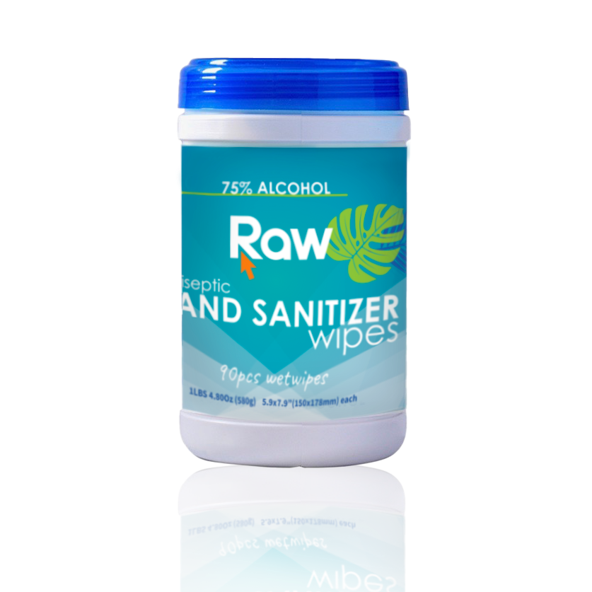Sanitizing Wipes - Raw Brand - 90 Sheets - Pack of 6