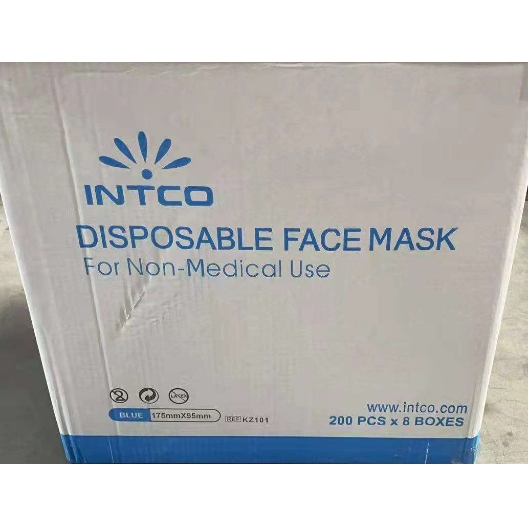 Intco, Face Mask - Adult, Blue, 200 Box